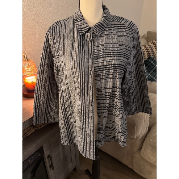 Habitat‎ women's large shirt asymmetrical grey 3/4 sleeve - Picture 1 of 4